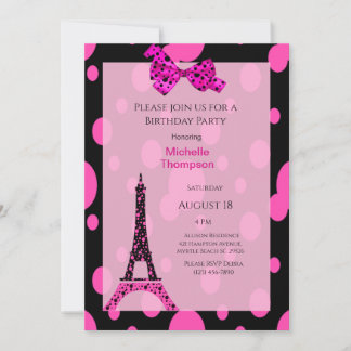 Eiffel Tower Paris Birthday Invitations