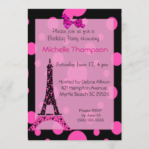 Eiffel Tower Paris  Birthday Invitations
