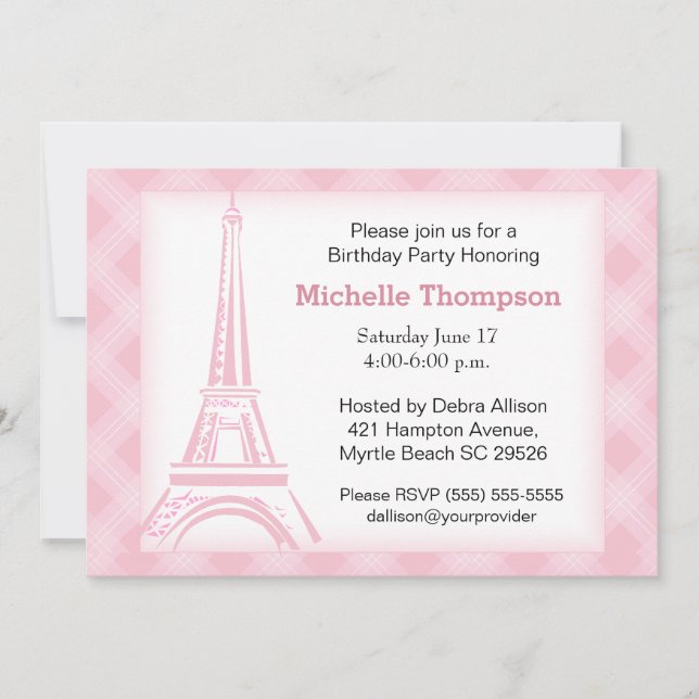 Eiffel Tower Paris  Birthday Invitations (Front)