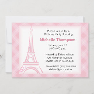 Eiffel Tower Paris Birthday Invitations