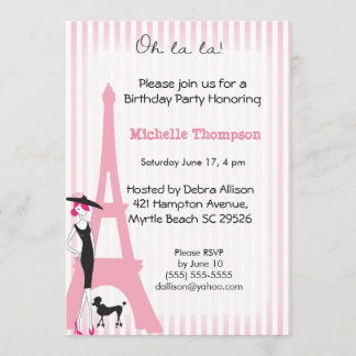 Eiffel Tower Paris  Birthday Invitations