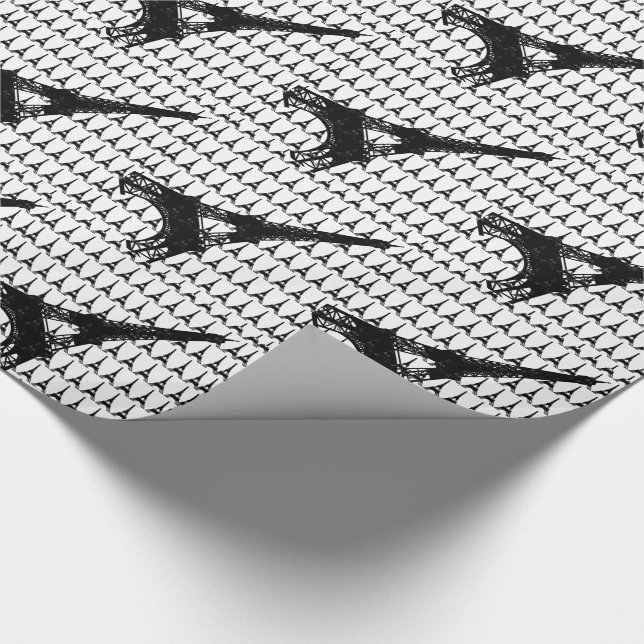 Eiffel Tower Paris black and white Wrapping Paper (Corner)