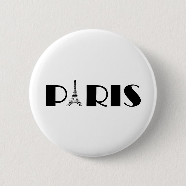 Eiffel Tower Paris Black & White 6 Cm Round Badge (Front)