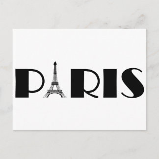 Eiffel Tower Paris Black & White Postcard