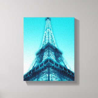 Eiffel Tower Paris Blue Wrapped Canvas 8x10