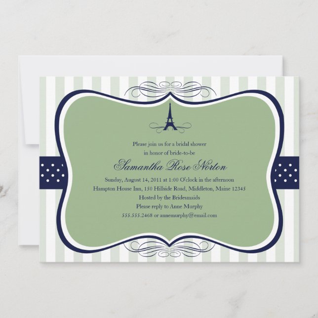 Eiffel Tower Paris Bridal Shower Invitation (Front)
