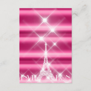 Eiffel Tower Paris Bridal Sweet 16th  Diamond Pink Invitation