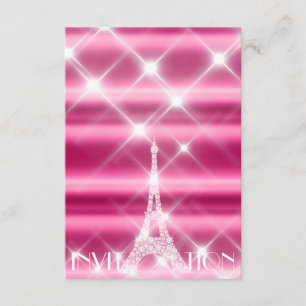 Eiffel Tower Paris Bridal Sweet 16th  Diamond Pink Invitation