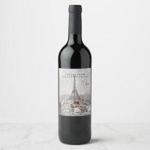 Eiffel Tower. Paris   C H E E R S  F R O M  Wine Label