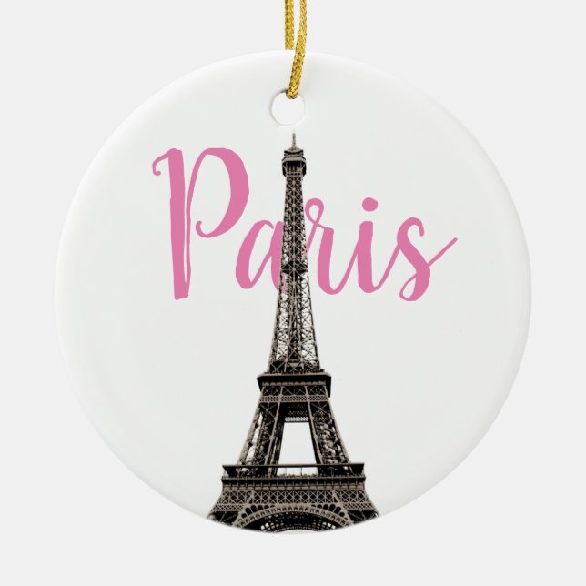 Eiffel Tower Paris Ceramic Tree Decoration (Front)