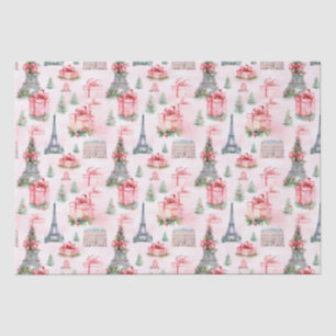 Eiffel Tower, Paris Chic French Pink Christmas Tissue Paper