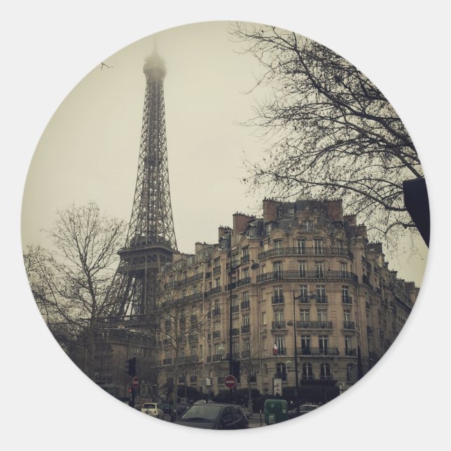 Eiffel Tower Paris City Building Architecture Classic Round Sticker (Front)