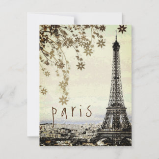 Eiffel Tower Paris City Retro Vintage  Postcard
