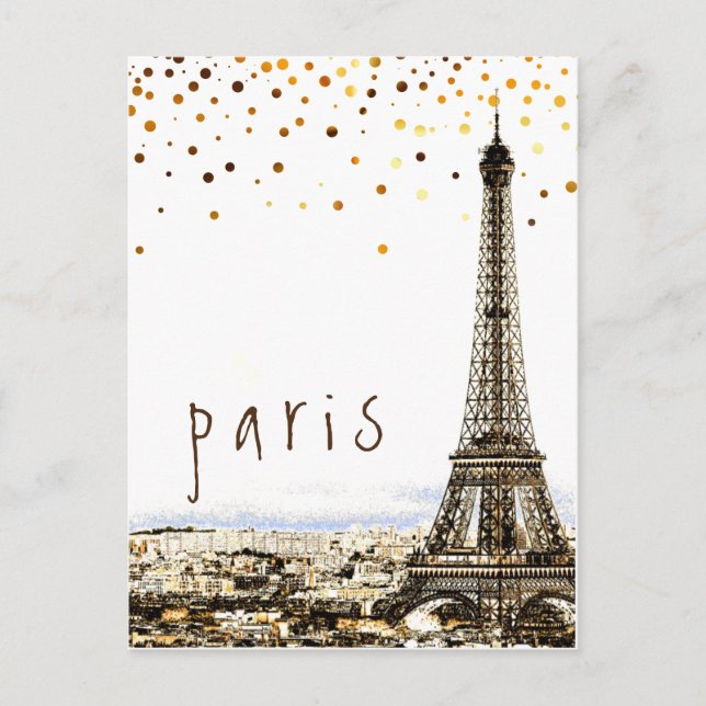 Eiffel Tower Paris City Rustic Vintage View Postcard (Front)