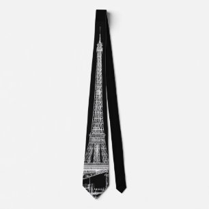 Eiffel Tower Paris Cityscape Sketches Men's Tie