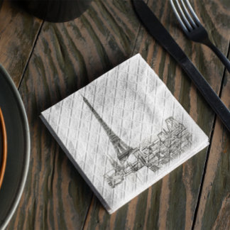 Eiffel Tower Paris Cityscape Sketches Party Napkin