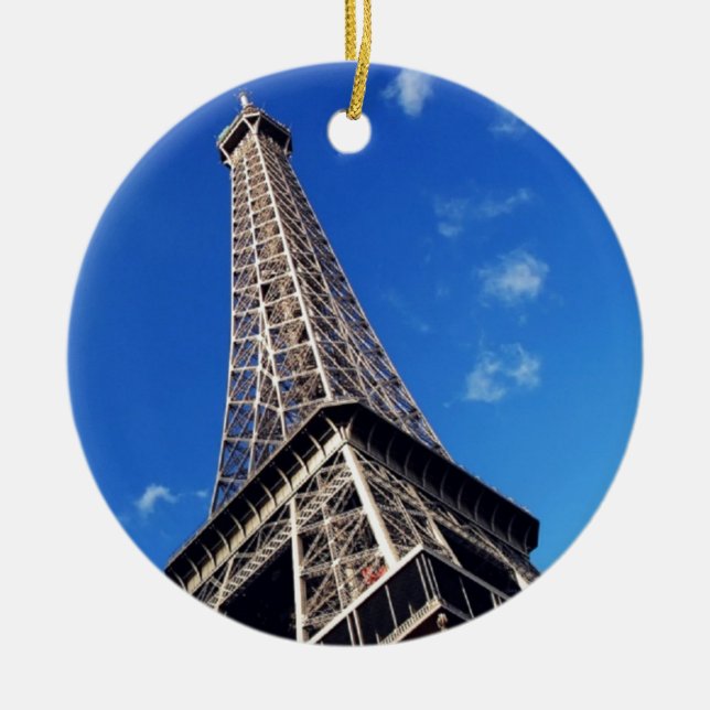 Eiffel Tower Paris Europe Travel Ceramic Tree Decoration (Front)
