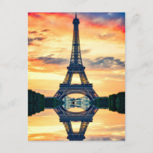 Eiffel Tower Paris Evening European Travel Postcard