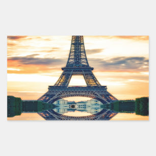 Eiffel Tower Paris Evening European Travel Rectangular Sticker