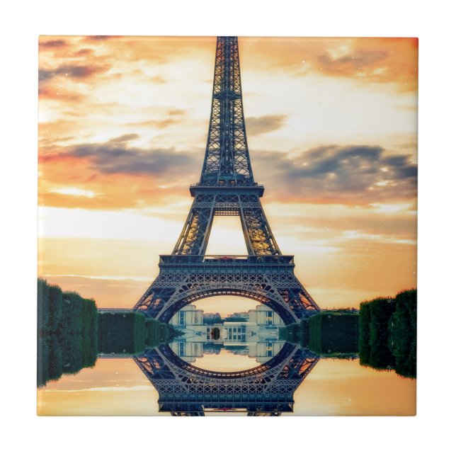 Eiffel Tower Paris Evening European Travel Tile (Front)