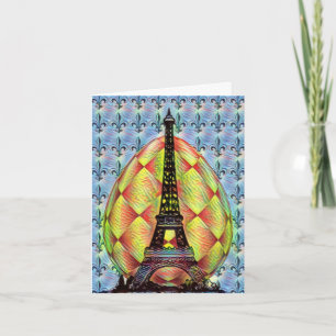 Eiffel Tower, Paris Fleur-de-lis Easter Birthday Card