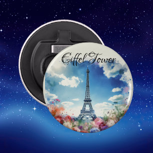 Eiffel Tower Paris Floral Monogram   Bottle Opener