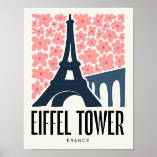 Eiffel Tower Paris France abstract travel floral Poster