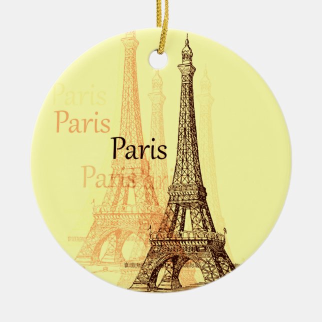 Eiffel Tower, Paris France Ceramic Tree Decoration (Front)