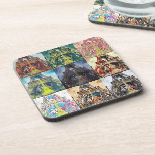 Eiffel Tower, Paris, France Collage Set of Coaster
