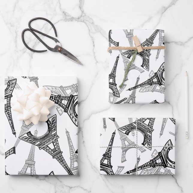 Eiffel Tower Paris France Design Wrapping Paper Sheet (Front)