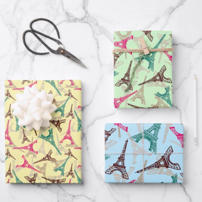 Eiffel Tower Paris France Design Wrapping Paper Sheet (Front)