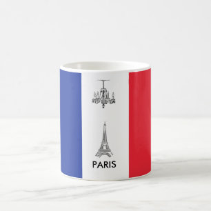 Eiffel Tower Paris,France French Flag Coffee Mug