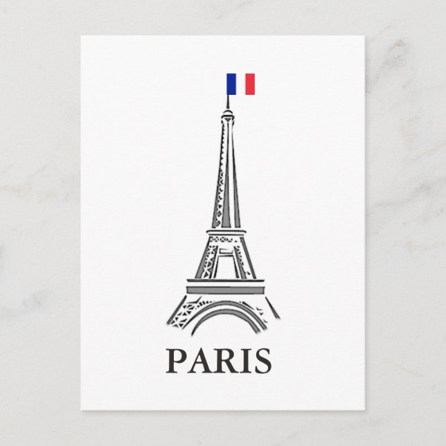 Eiffel Tower, Paris, France / French Flag Postcard (Front)