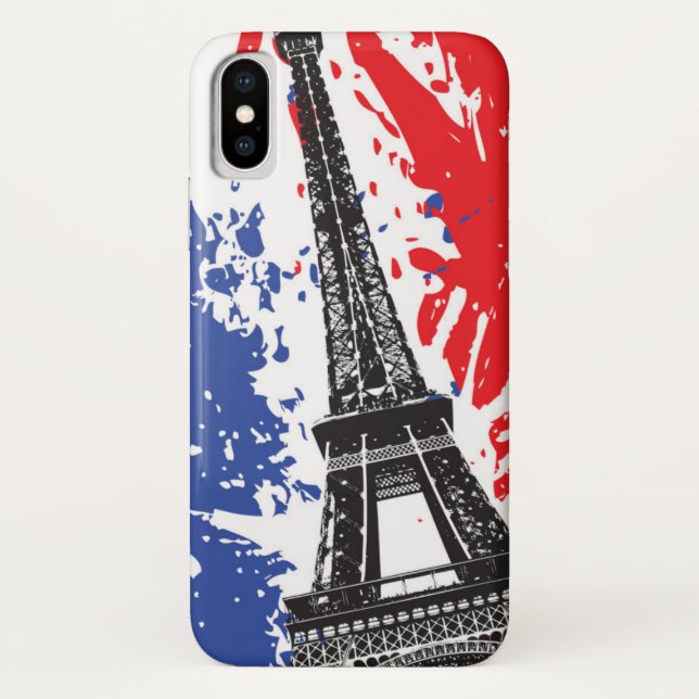 Eiffel Tower | Paris, France | Grunge Flag Case-Mate iPhone Case (Back)