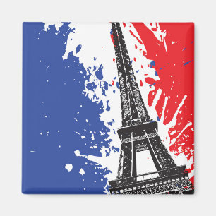 Eiffel Tower   Paris, France   Grunge Flag Magnet