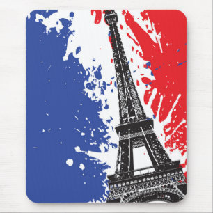 Eiffel Tower   Paris, France   Grunge Flag Mouse Mat