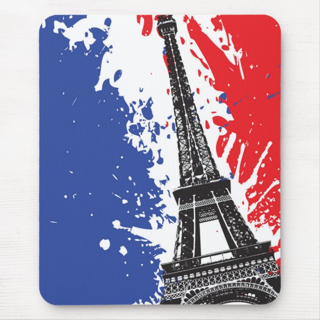 Eiffel Tower | Paris, France | Grunge Flag Mouse Mat (Front)
