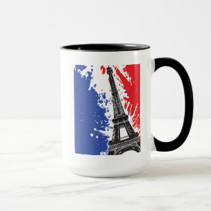 Eiffel Tower Paris, France Grunge Flag Mug