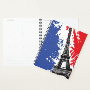 Eiffel Tower Paris, France Grunge Flag Planner