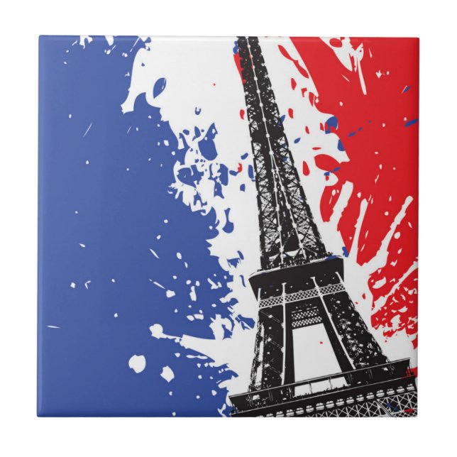 Eiffel Tower | Paris, France | Grunge Flag Tile (Front)