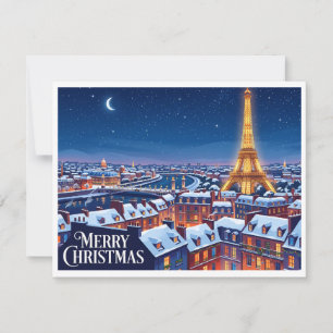 Eiffel Tower Paris France Holiday Card