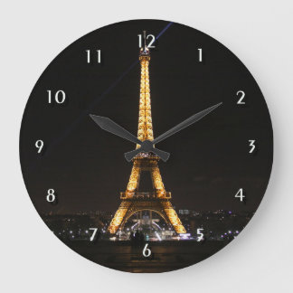 Eiffel Tower Paris France Large Clock