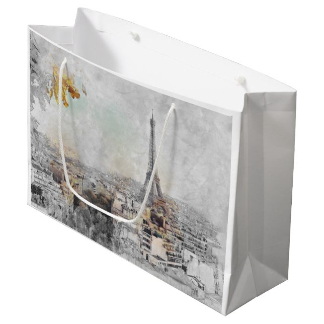Eiffel Tower Paris France Large Gift Bag | Paris  (Front Angled)