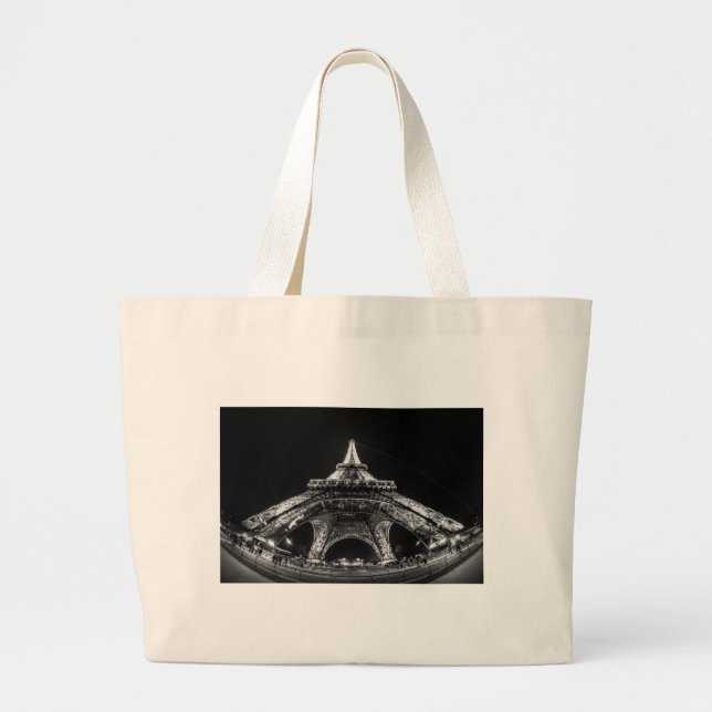 Eiffel Tower Paris France Large Tote Bag (Front)