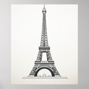 Eiffel Tower Paris France minimalist line art Poster