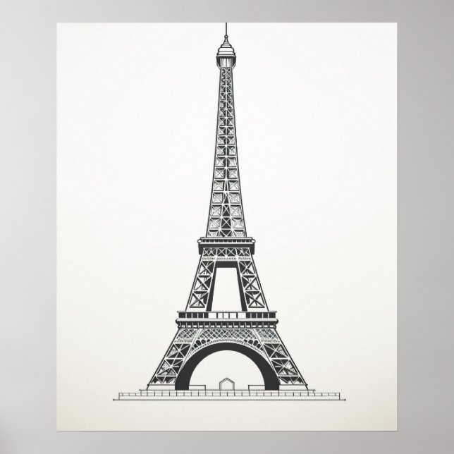 Eiffel Tower Paris France minimalist line art Poster (Front)