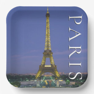 Eiffel Tower Paris, France Paper Plate
