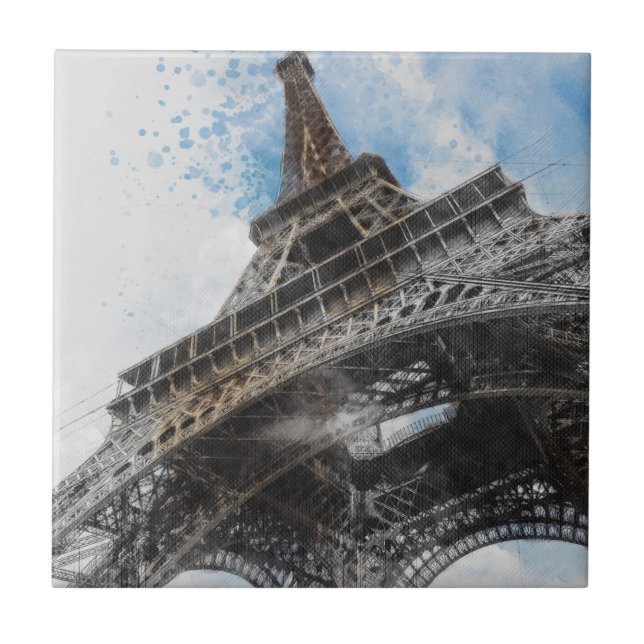 Eiffel Tower Paris France Parisian Wall Décor Tile (Front)