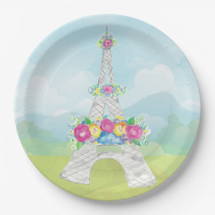 Eiffel Tower, Paris, France, Party Theme Paper Plate