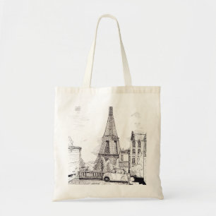 Eiffel Tower Paris France Pen Ink Illustration Tote Bag